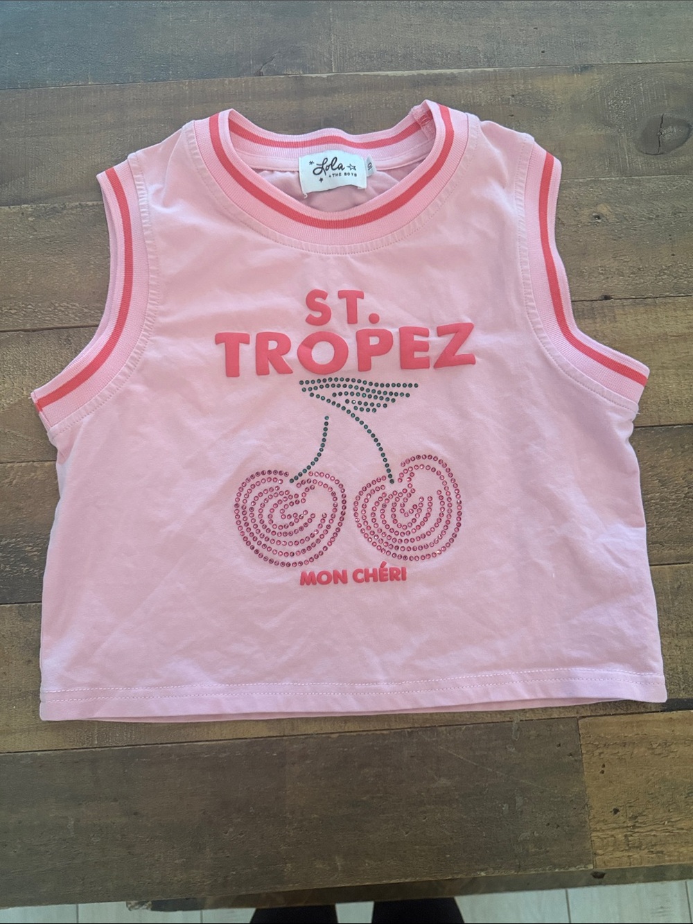 Lola and the Boys Pink 'St. Tropez' Cherry Graphic Tank